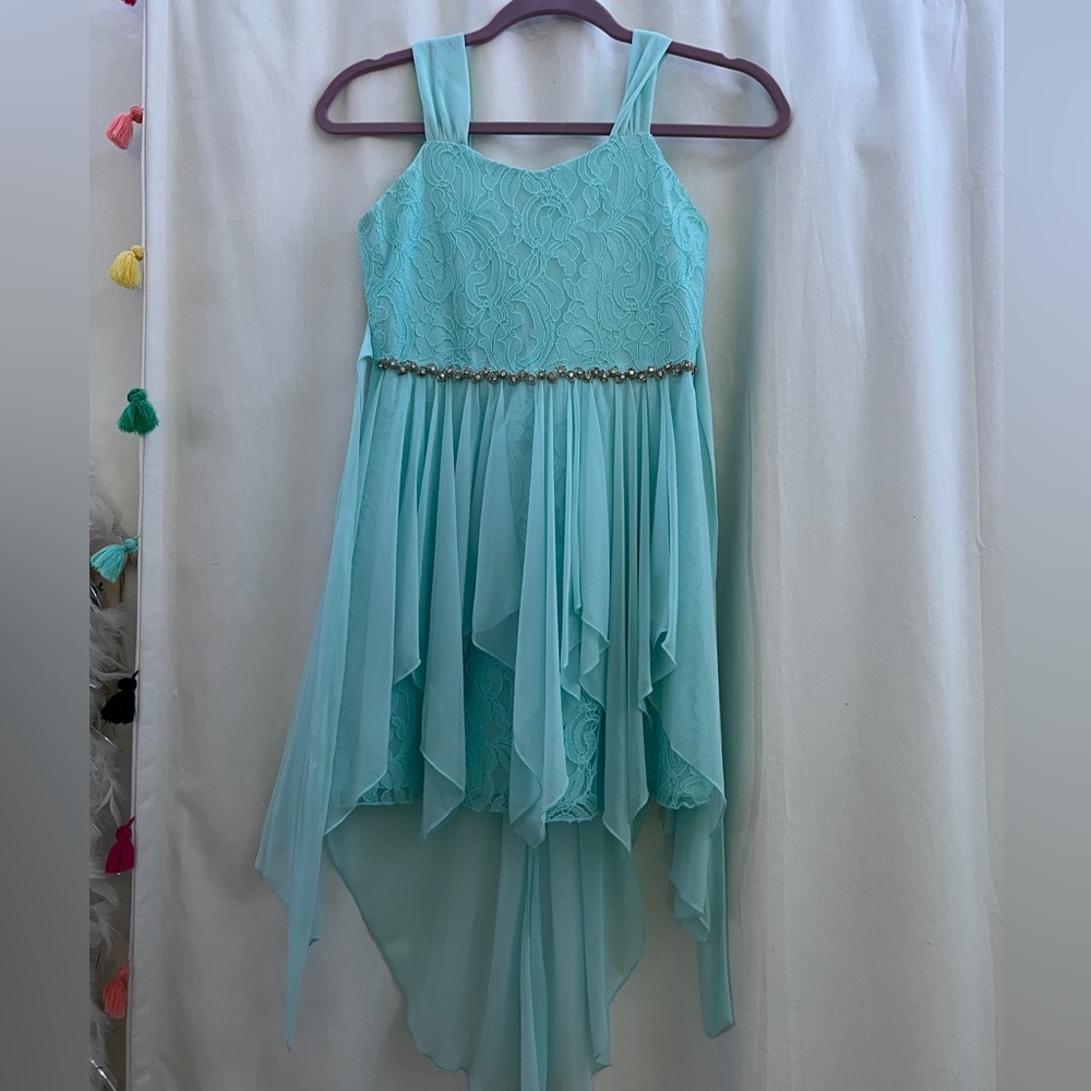 teen diva, mint green formal kids dress